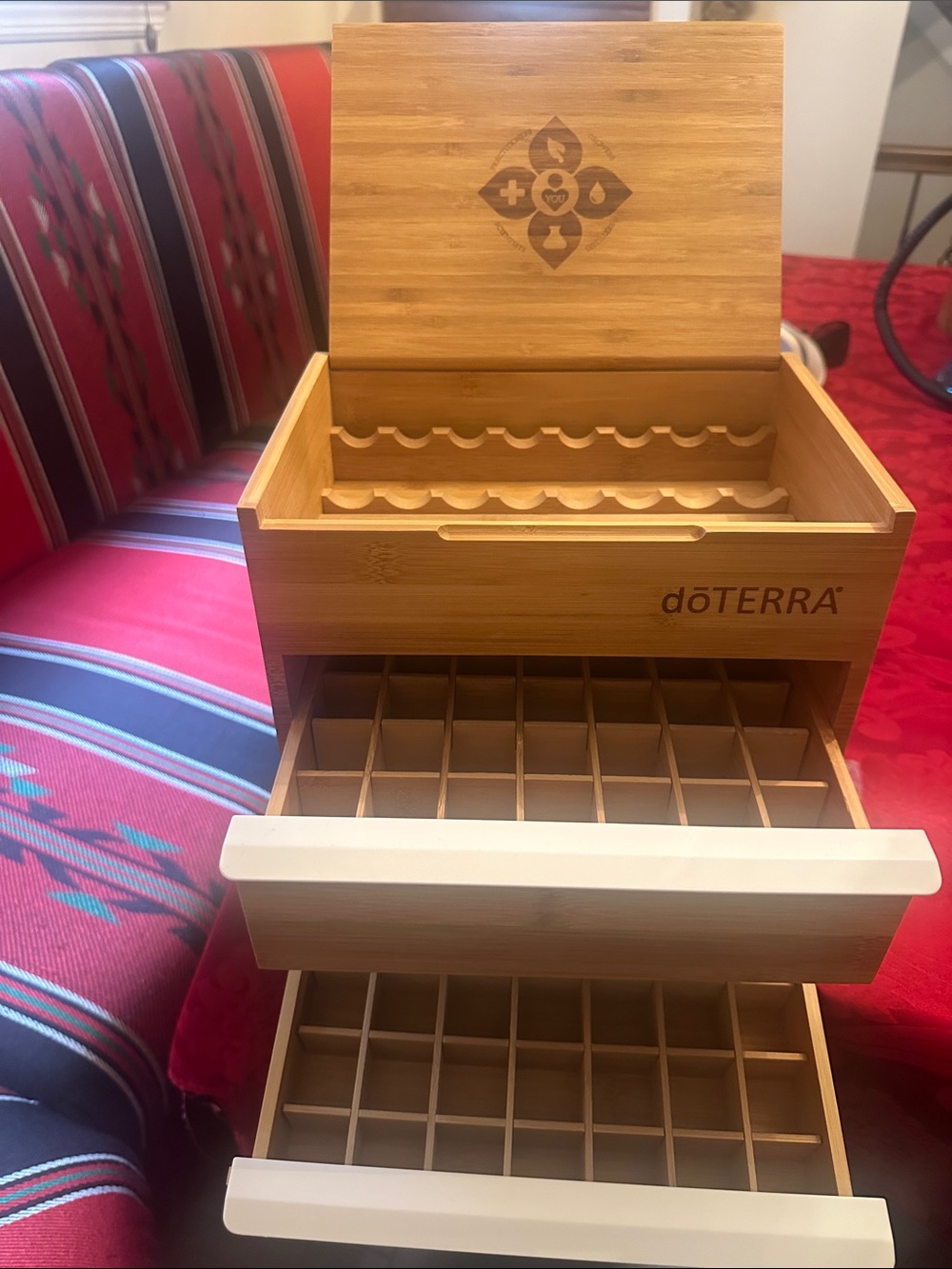 Brand New in Box Doterra  Bamboo Oil Organizer with White Drawer Accents - Picture 4 of 6